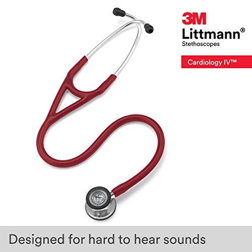 3M Littmann Cardiology IV Diagnostic Stethoscope, 6170, More Than 2X as Loud, Weighs Less, Stainless Steel Mirror-Finish Chestpiece and Stem, 27" Burgundy Tube