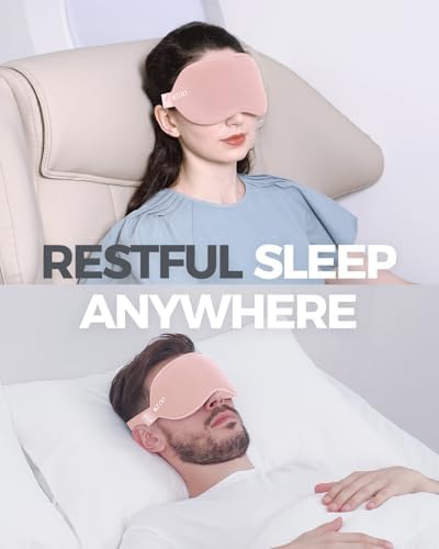 MZOO Luxury Sleep Mask for Back, Side Sleeper, Complete Light Blocking Sleeping Eye Mask Night Blindfold, 3D Zero Pressure & Spacious for Lash Extensions, Breathable Soft Eye Cover Flight Nap Travel