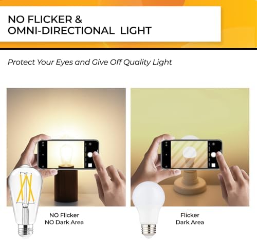 Hizashi Vintage LED Edison Bulb Dimmable, 6W Equivalent 60W, 3000k Soft White, E26 Base Led Light Bulbs, 700LM, UL Listed, High CRI 95+ Eye Protection, Clear Glass, Pack of 12