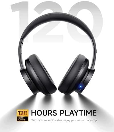 Picun B8 Bluetooth Headphones, 120H Playtime Headphone Wireless Bluetooth with 3 EQ Modes, Low Latency, Hands-Free Calls, Over Ear Headphones for Travel Home Office Cellphone PC Black