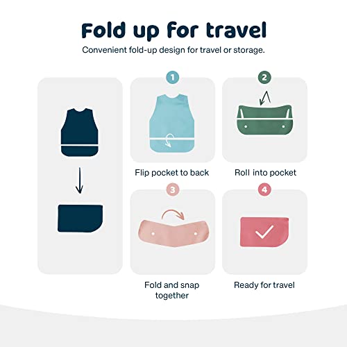 Tiny Twinkle Mess Proof Baby Bib - Waterproof & Lightweight Baby-Led Weaning Apron | 100% Recycled Polyester, Easy Clean & Machine Washable (Green Checkers, Large 2-4 Years)