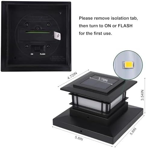 Dynaming 8 Pack Solar Post Cap Lights Outdoor with Flickering Flame Light, Fence Post Solar Lights Fit for 4x4 5x5 6x6 Vinyl/Wooden Posts, High Brightness SMD LED Lighting Decor for Garden Deck Patio