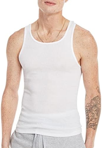 Hanes Top Undershirt Pack, 6-Pack, Moisture-Wicking Cotton Ribbed Tanks for Men