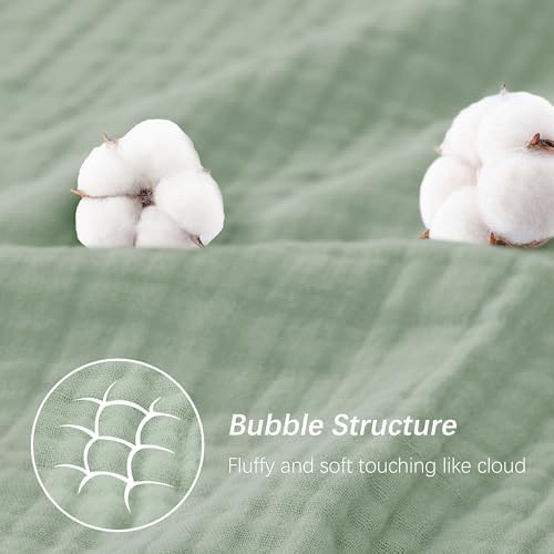 SWEET DOLPHIN Muslin Hooded Baby Bath Towels - 2 Pack 100% Cotton Towel for Babies, Infants, Toddlers - 32x32Inch - Highly Absorbent and Newborn Essential, Green and Grey