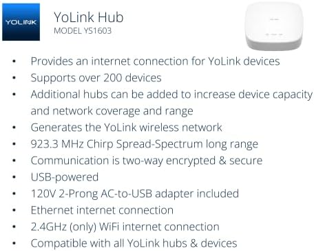 YoLink Smart Home Starter Kit: Hub & Water Leak Sensor 4-Pack, SMS/Text, Email & Push Notifications, LoRa Up to 1/4 Mile Open-Air Range, w/Alexa, IFTTT, Home Assistant