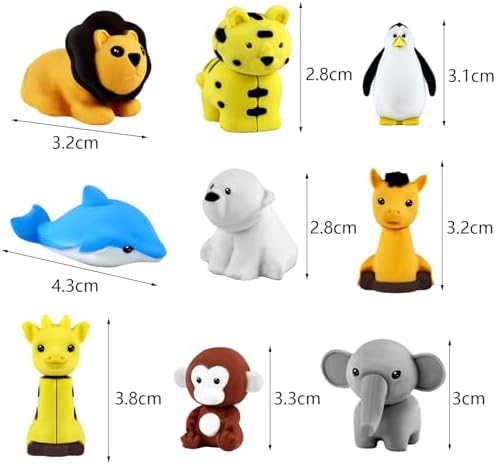 60Pcs Animal Erasers Desk Pets for Kids Animal Pencil Erasers Bulk Puzzle Eraser Toys Gifts for Classroom Prizes,Game Reward,Treasure Box,Easter Egg Fillers,Goodie Bag Stuffers,Party Favors