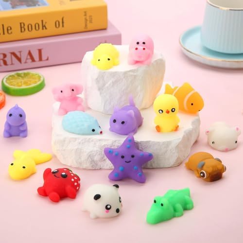 120 Pack Squishy Toys, Kawaii Squishies Party Favors for Kids 4-8 8-12 Treasure Box Toys for Classroom Birthday Xmas Gifts Goodie Bag Mini Animals Mochi Squishy Stress Relief Sensory Toys Random