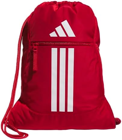 adidas Alliance Sackpack, Drawstring Backpack, Lightweight Small Gym Bag for Women and Men, Team Power Red 2, One Size