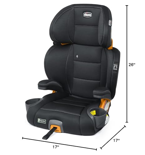 Chicco KidFit ClearTex Plus 2-in-1 Belt-Positioning Booster Car Seat, Backless and High Back Booster Seat, for Children Aged 4 Years and up and 40-100 lbs. | Obsidian/Black