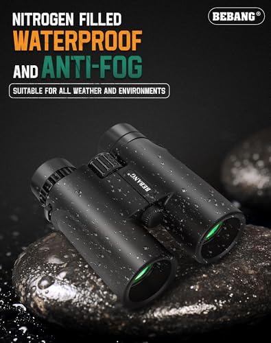 BEBANG Binoculars for Adults 10x42 High Powered Waterproof Binoculars for Bird Watching, Hunting, Travel, Stargazing, Sports, Wildlife, Bright and Clear Range of View