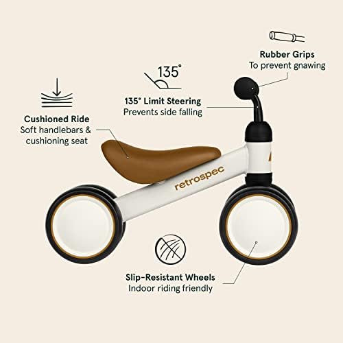 Retrospec Cricket Baby Walker Balance Bike with 4 Wheels for Ages 12-24 Months - Baby Toys & Toddler Toys for 1 Year Olds - Ride On Bicycle - Boys & Girls