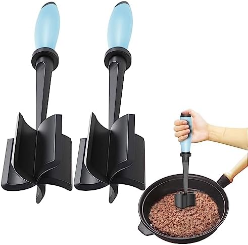 2Pack Meat Chopper, Heat Resistant Meat Masher for Hamburger Meat, Ground Beef Smasher, Nylon Hamburger Chopper Utensil, Meat Ground, Non Stick Mix Chopper Mix and Chop, Meat Masher Tool Gift(Aqua)