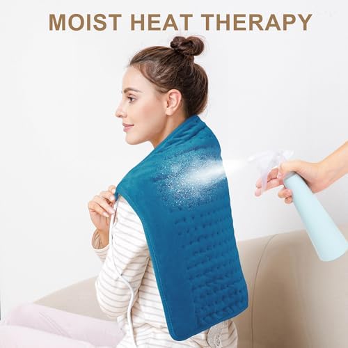 Heating Pad,Electric Heating Pad for Back,Neck,Abdomen,Moist Heated Pad for Shoulder,Knee,Hot Pad for Arms and Legs,Dry&Moist Heat & Auto Shut Off(DeepSkyBlue, 20''×24')