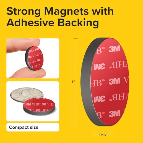 Adhesive Strong Magnets Heavy Duty (100 pcs 1x0.15) - Round Magnet - Strong Sticky Magnets with Adhesive Backing - Ceramic Magnet, Ferrite Ideal for for Industrial Use