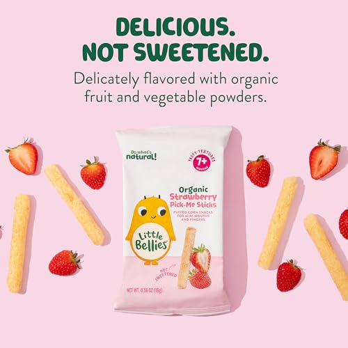 Little Bellies Organic Strawberry Pick-Me Sticks Baby Snack (Pack of 10 x 0.56 oz Individual Packs)