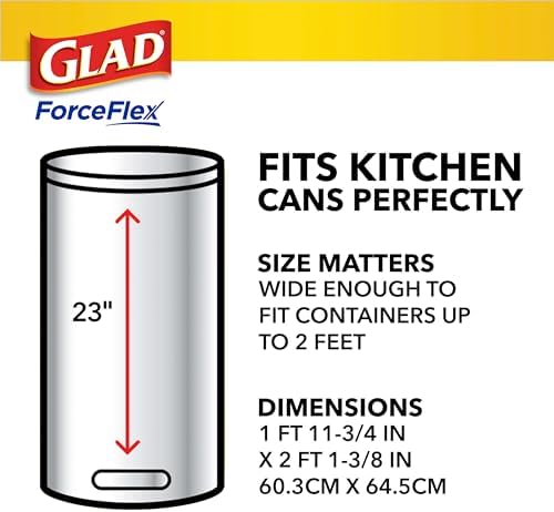 Glad ForceFlex Tall Kitchen Trash Bags, 13 Gal, Gain Original with Febreze, 110 Ct (Pack May Vary)