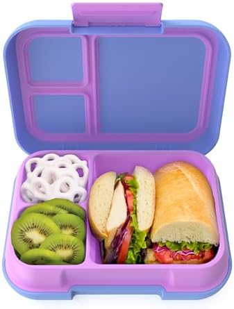 Bentgo Pop - Leak-Proof Lunch Box & Removable Divider for Ages 8+ & Teens - Lunch Container Holds 5 Cups of Food; 3-4 Compartments; Microwave/Dishwasher Safe; 2 Year Warranty (Periwinkle/Pink)