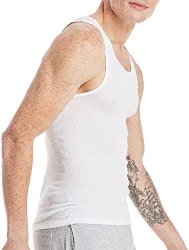 Hanes Top Undershirt Pack, 6-Pack, Moisture-Wicking Cotton Ribbed Tanks for Men