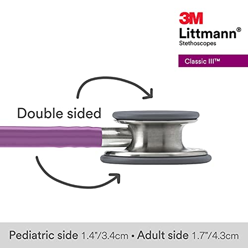 3M Littmann Classic III Monitoring Stethoscope, 5832, More Than 2X as Loud, Weighs Less, Stainless Steel Chestpiece, 27" Lavender Tube