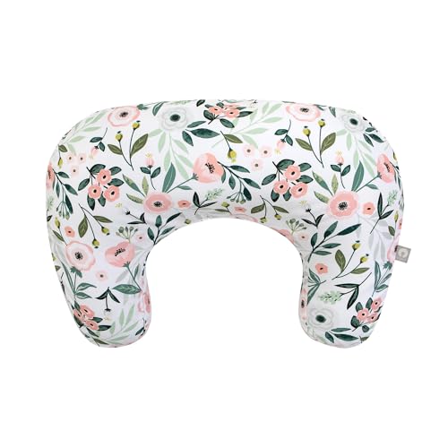 Boppy Nursing Pillow - Ergonomic Bottle & Breastfeeding Pillow with High, Firm, Large Area, Water-Repellent Cushion with Washable Cover; Baby Safety Alliance Verified - Pink Garden Flowers