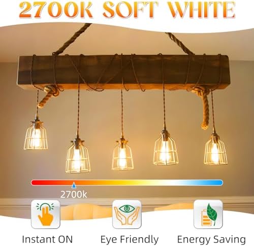 Edison Bulbs, E26 LED Bulb 60 watt Equivalent, Non-Dimmable, Soft White 2700K, ST58 Vintage Light Bulbs, 90+ CRI, 6W 600LM, E26 Medium Base, Clear Glass, 12 Pack