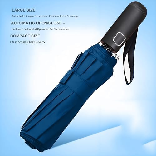 SIEPASA Windproof Travel Compact Umbrella-Automatic Umbrellas for Rain-Compact Folding Umbrella, Travel Umbrella Compact, Windproof Umbrellas for Men Women Teenage.(Navy Blue, 54 Inch)