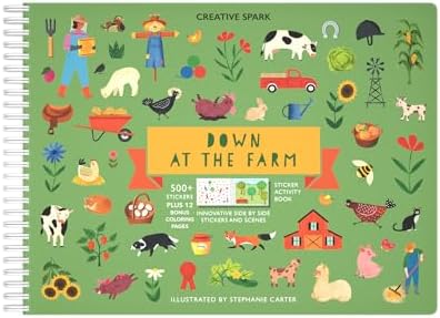 Cupkin Farm Animal Sticker Book Activity for Kids, Toddler Airplane Travel Essentials, 500+ Horse Stickers for Kids + 12 Scenes + 12 Coloring Book Pages, Cow Lover Children's Gift, Crafts Ages 2-8