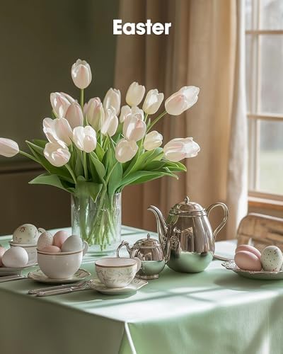 Pureegg Plastic Table Cloth Disposable 8 Pack, 54 x 108 Inch Table Cloths, Easter Party, Decorative Tablecloths, Rectangle, Light, Pastel Plastic Cover, Leakproof & Sturdy, Sage Green