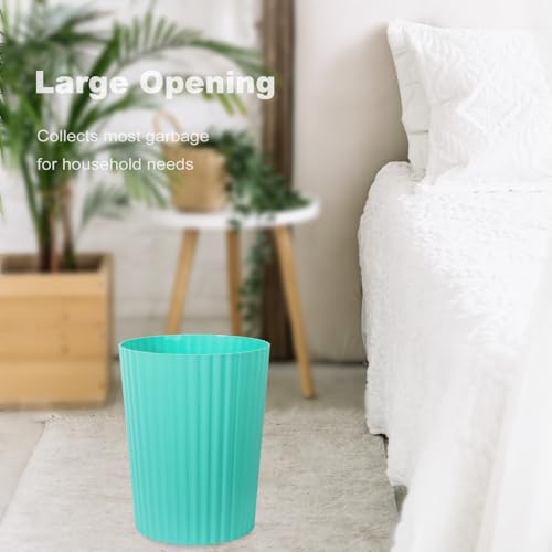 JiatuA Small Trash Can Plastic Wastebasket Round Garbage Container Bin for Bathroom, Kitchen, Bedroom, Home Office, College Dorm, Light Blue