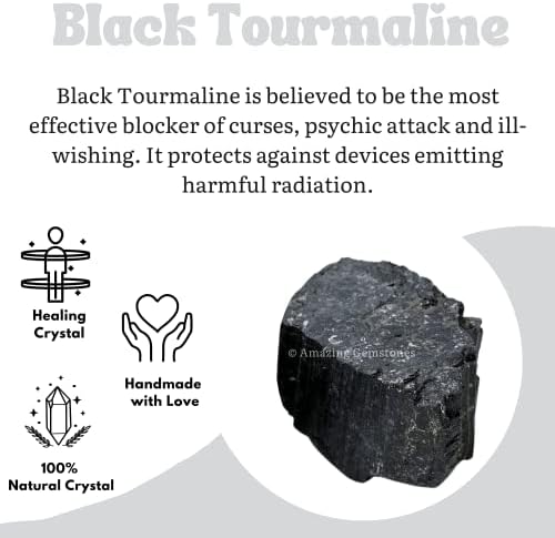 Amazing Gemstone Black Tourmaline Crystals Rough Stone in Bulk, 1lb Regular Pieces Turmalina Negra Piedra Originales, Large Black Tourmaline Crystal Healing Stones for Protection - Crafts Making