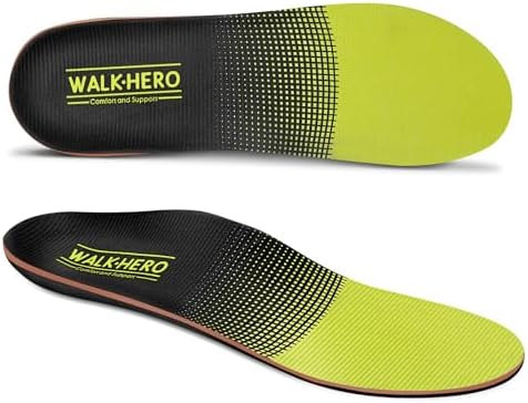 Plantar Fasciitis Feet Insoles Arch Supports Orthotics Inserts Relieve Flat Feet, High Arch, Foot Pain Lime Yellow