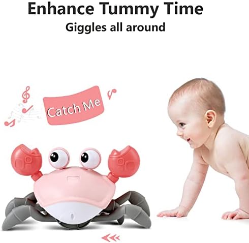 control future Baby Girl Toys Tummy Time: Pink Crawling Crab Babies Montessori Toy Learning 36 Months 3 Year Old Birthday Infant Girls Valentines Gifts Stuff 0 1 2 Essentials