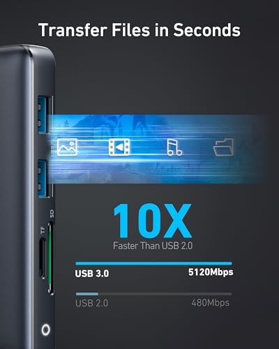 Anker Laptop Docking Station Dual Monitor, 8-in-1 USB C Hub, 4K Dual Monitor with 2 HDMI, 1 Gbps Ethernet Hub, 85W Power Delivery, SD Card Reader for MacBook Pro, XPS and More (Charger not Included)