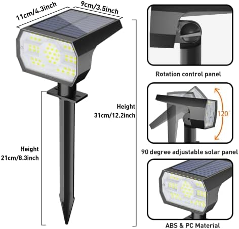 NYMPHY Solar Lights Outdoor Waterproof IP68, 56 LED 3 Lighting Modes Solar Powered Garden Yard Spot Solar Lights for Outside Landscape- 6 Pack (Cool White)