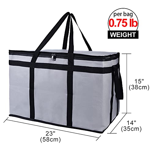 Bodaon 2-Pack Insulated Food Delivery Bag for Hot and Cold Meal, XXX-Large Grocery Tote Insulation Bag for Catering, Pizza Warmer, Cooler/Thermal Bags, Grey