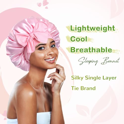 Bonnet Queen 2Pcs Pack Satin Bonnet Silk Bonnet for Sleeping Hair Bonnet with Tie Band Sleep Bonnet Night Cap for Women Curly Hair
