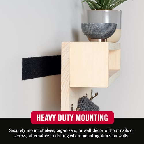 VELCRO Brand Heavy Duty Tape | 16 Foot Roll | Strong Sticky Back Adhesive Holds up to 10 lbs | Industrial Strength Fasteners for Indoor or Outdoor Use | 1-1/2in Width, Black (VEL-30838-USA)