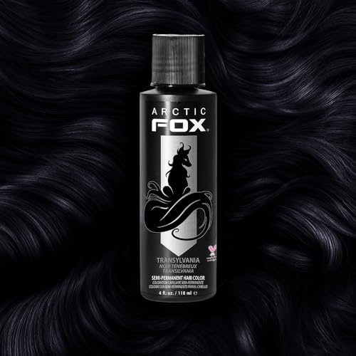 Arctic Fox Semi-Permanent Hair Dye, Vegan & Cruelty-Free, Conditioning, Ammonia-Free, Peroxide-Free, Jet Black Color, Transylvania, 4 Fl Oz (Pack of 2)