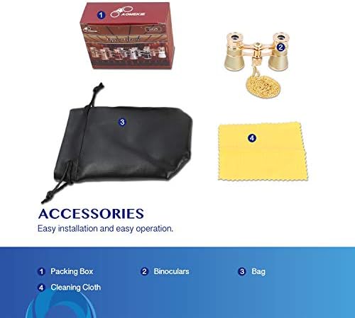 Aomekie Opera Glasses Binoculars 3X25 Theater Glasses Mini Binocular Compact with Chain for Adults Women in Musical Concert(Gold)