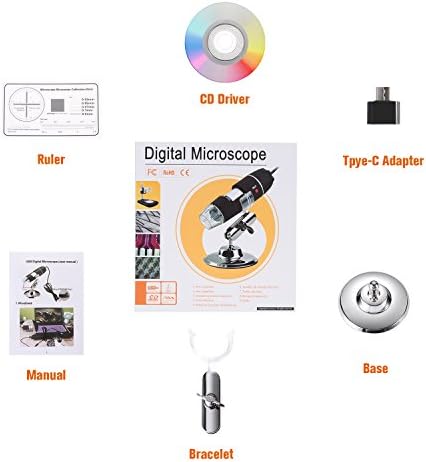 USB Microscope, Digital Handheld 40X-1000X Magnification Endoscope Mini Video Camera with 8 Adjustable LED Lights, Compatible with Windows 7/8/10/11 Mac Linux Android (with OTG)
