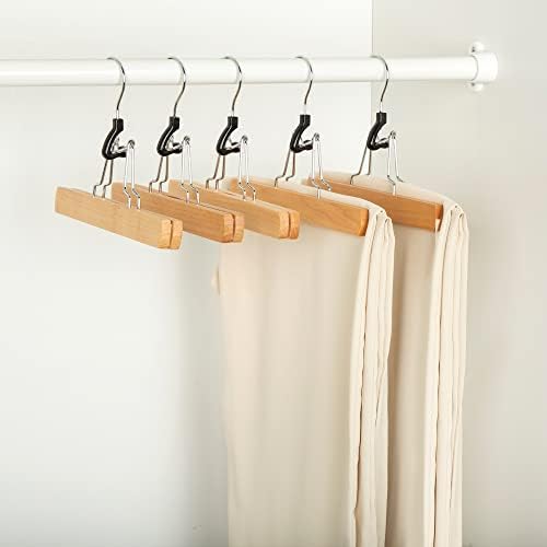 Amazon Basics Wooden Pants Hangers - Natural, 20-Pack