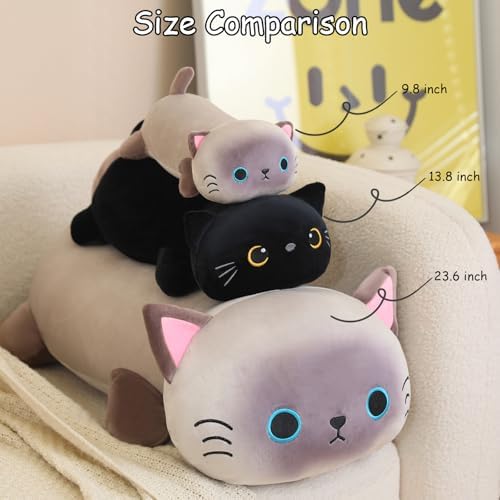 SQEQE Weighted Black Cat Plush, Weighted Black Cat Stuffed Animal, Cute Plushies Soft Pillow Toy Gift for Kids Adults 13.8 Inch, 1.6 Lbs