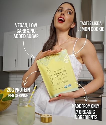 Truvani Vegan Pea Protein Powder | Lemon Cookie | 20g Organic Plant Based Protein | 10 Servings | Keto | Gluten & Dairy Free | Low Carb | No Added Sugar