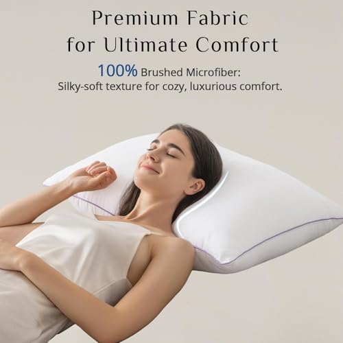 JOLLYVOGUE Pillows Queen Size Set of 2, Medium Supportive Bed Pillows with Super Soft Down Alternative Fill, Luxury Fluffy Hotel Quality for Side, Back, and Stomach Sleepers