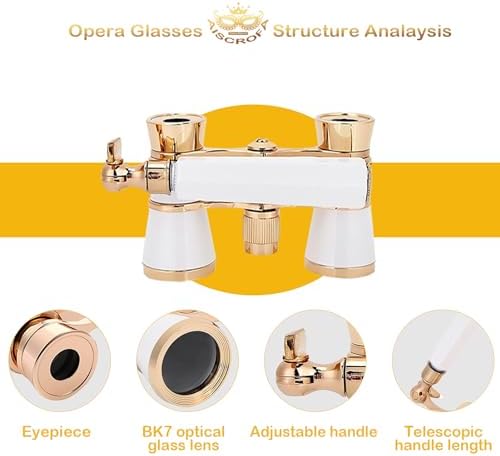 Opera Glasses,3X25 Theater Binoculars with Foldable and Extendable Handle,Mini Binocular Compact Lightweight,Portable Theater Glasses for Adults Kids Women in Musical Concert
