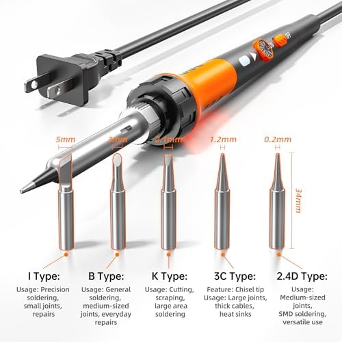Soldering Iron Premium Kit, 60W Soldering Gun with Ceramic Heater, 12-in-1 Soldering Tool, Adjustable Temperature 200 to 450°C, Includes Soldering Iron Tip, Solder Wire, Pump and Paste