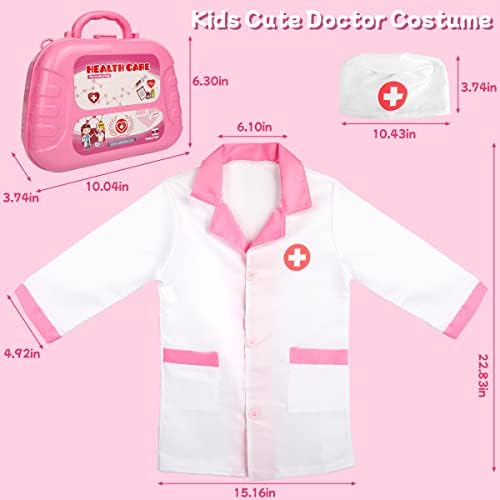 Meland Toy Doctor Kit for Girls - Pretend Play Doctor Set with Carrying Case,Stethoscope Toy & Dress Up Costume - Doctor Play Set for Girls Toddlers Ages 3 4 5 6 Year Old for Role Play Gift