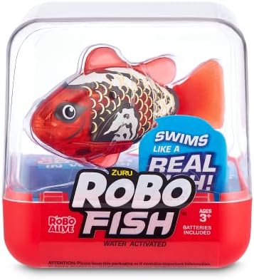 Robo Alive Robo Fish Series 2 (Red + Blue 2 Pack) by ZURU Robotic Swimming Fish Water Activated, Changes Color, Comes with Batteries, Amazon Exclusive - Red + Blue (2 Pack),Multi,7165G