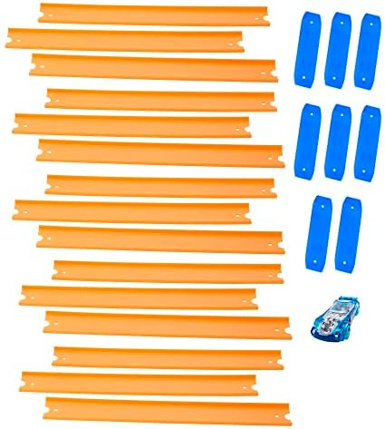 Hot Wheels Toy Car Straight Track Set with 37 Component Building Parts & 1:64 Scale Vehicle (Amazon Exclusive)
