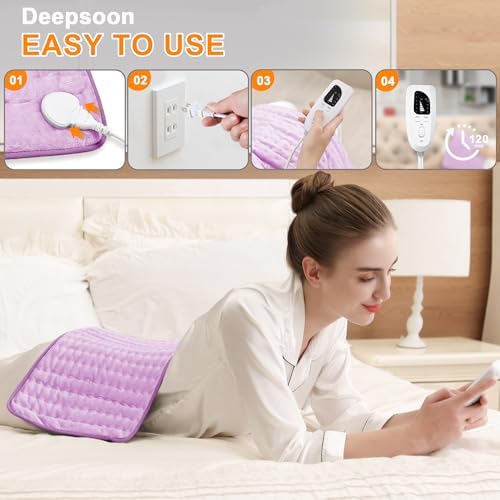 Electric Heating Pads,Heating Pad for Back,Shoulder,Hot Pad for Neck and Arms,Abdomen,Moist Heated Pad for Legs and Knee,Auto Shut Off(Light Purple, 24''×12'')